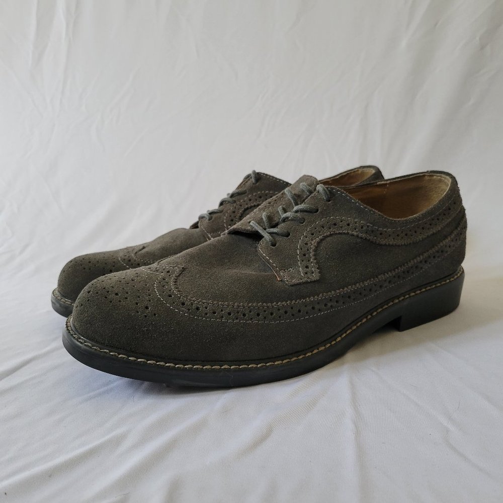 Gray Bass Suede Wingtip Shoes